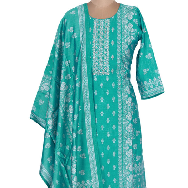 Peacock Blue Printed Readymade Salwar Suit 02