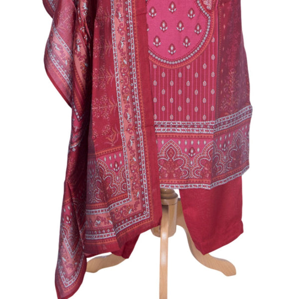 Maroon Printed Readymade Salwar Suit