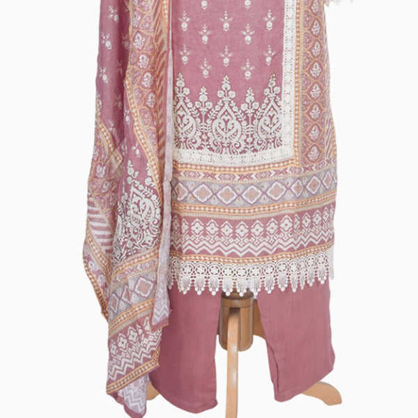 Onion Pink Printed Readymade Salwar Suit