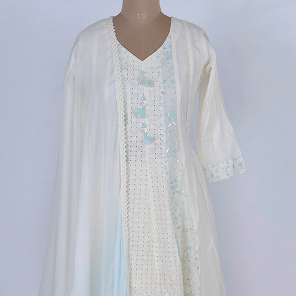 Cream Embroidered Readymade Salwar Suit 02