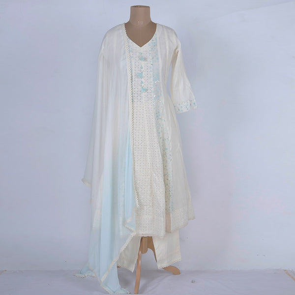 Cream Embroidered Readymade Salwar Suit 02