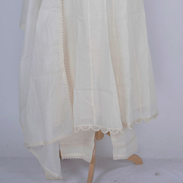 Cream Plain Readymade Salwar Suit