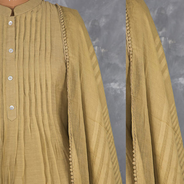 Olive Green Thread Embroidered Readymade Salwar Suit