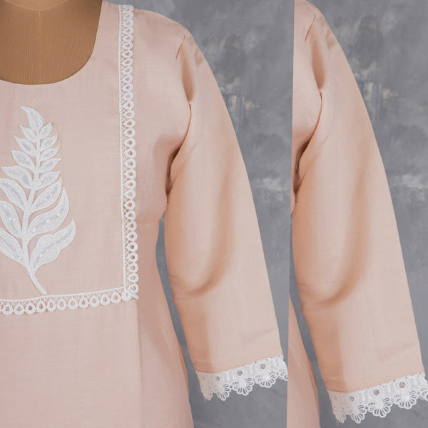 Light Brown Thread Embroidered Readymade Salwar Suit Without Dupatta