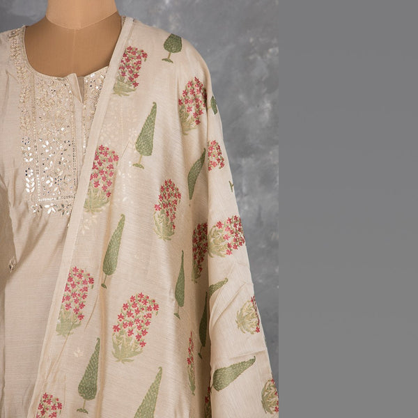 Light Brown Embroidered Readymade Salwar Suit With Dupatta