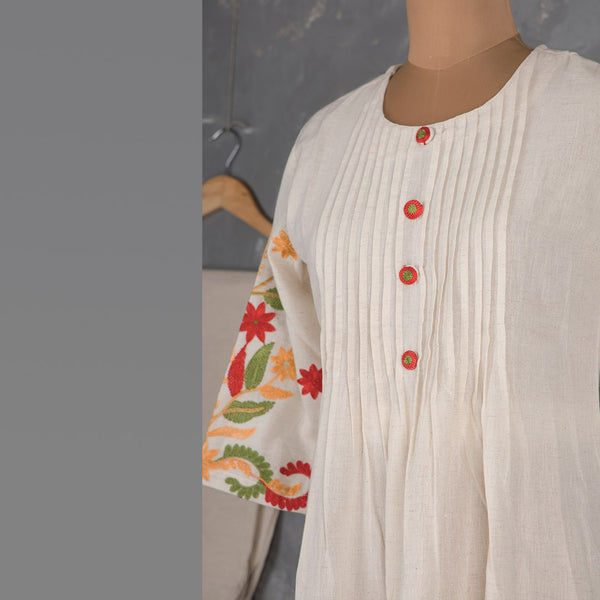 Cream Plain Readymade Salwar Suit Without Dupatta