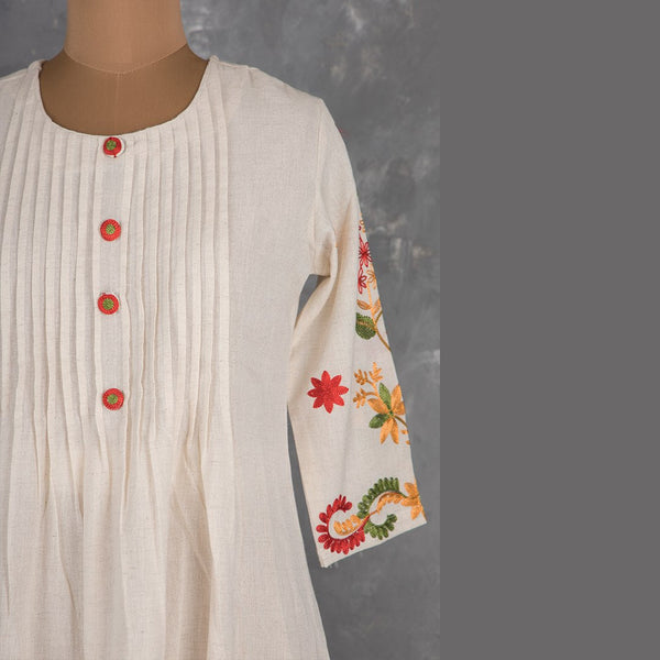 Cream Plain Readymade Salwar Suit Without Dupatta
