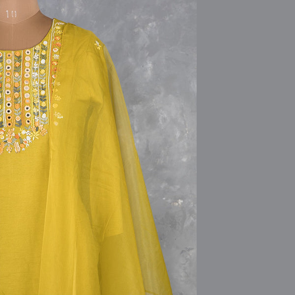 Olive green Silk Cotton Thread Readymade Salwar Suit