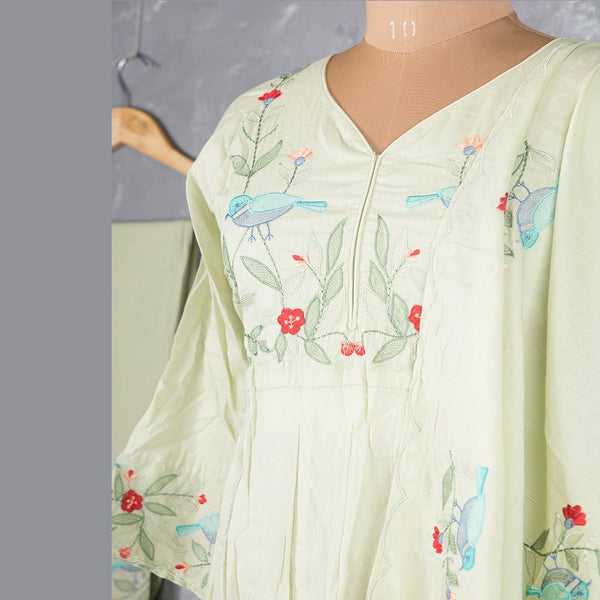 Light Green Cotton Thread Readymade Salwar Suit