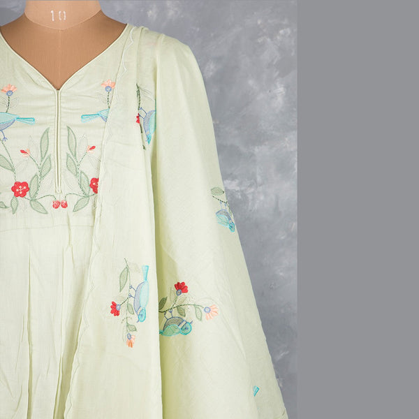 Light Green Cotton Thread Readymade Salwar Suit
