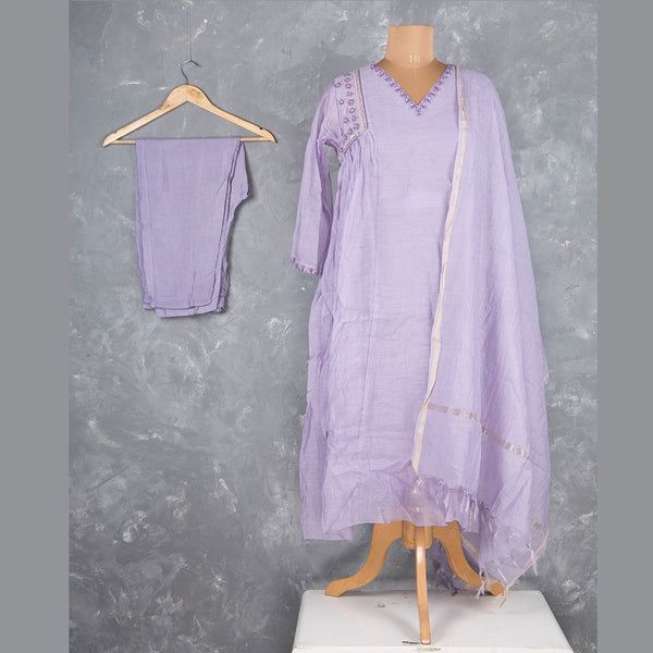 Liac Violet Cotton Embroidered Readymade Salwar Suit