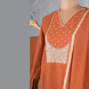 Rust Orange Cotton Embroidered Readymade Salwar Suit