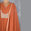 Rust Orange Cotton Embroidered Readymade Salwar Suit