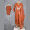 Rust Orange Cotton Embroidered Readymade Salwar Suit