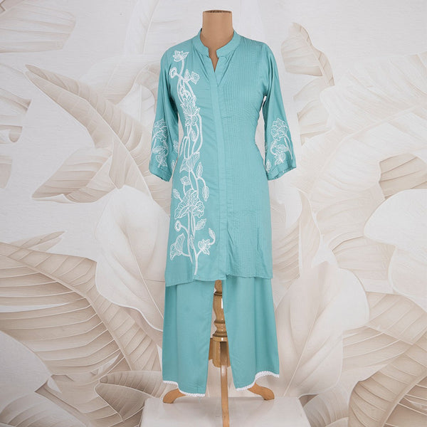 Powder Blue Embroidered Co-ord Set