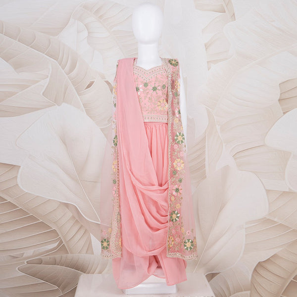Rose Pink Embroidered Palazzo Set