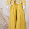 Lime Yellow Embroidered Palazzo Set