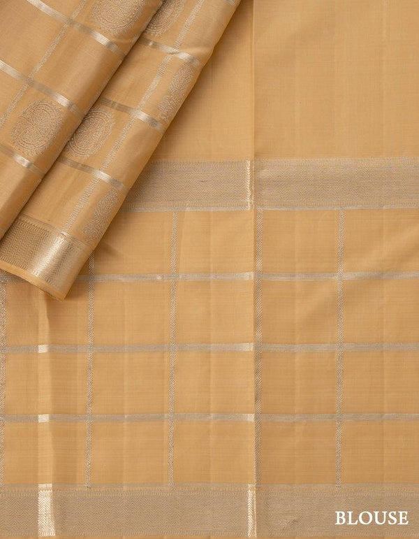 Aqua Blue Silk Saree With Cream Silver Zari Border - Kumaran Silks