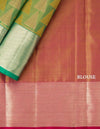 Green Tissue Silk Saree With Triangle Patterns In Gold And Silver Zari - Kumaran Silks