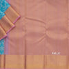 Blue Floral Brocade Silk Saree With Pink Zari Border - Kumaran Silks