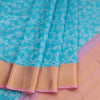 Blue Floral Brocade Silk Saree With Pink Zari Border - Kumaran Silks