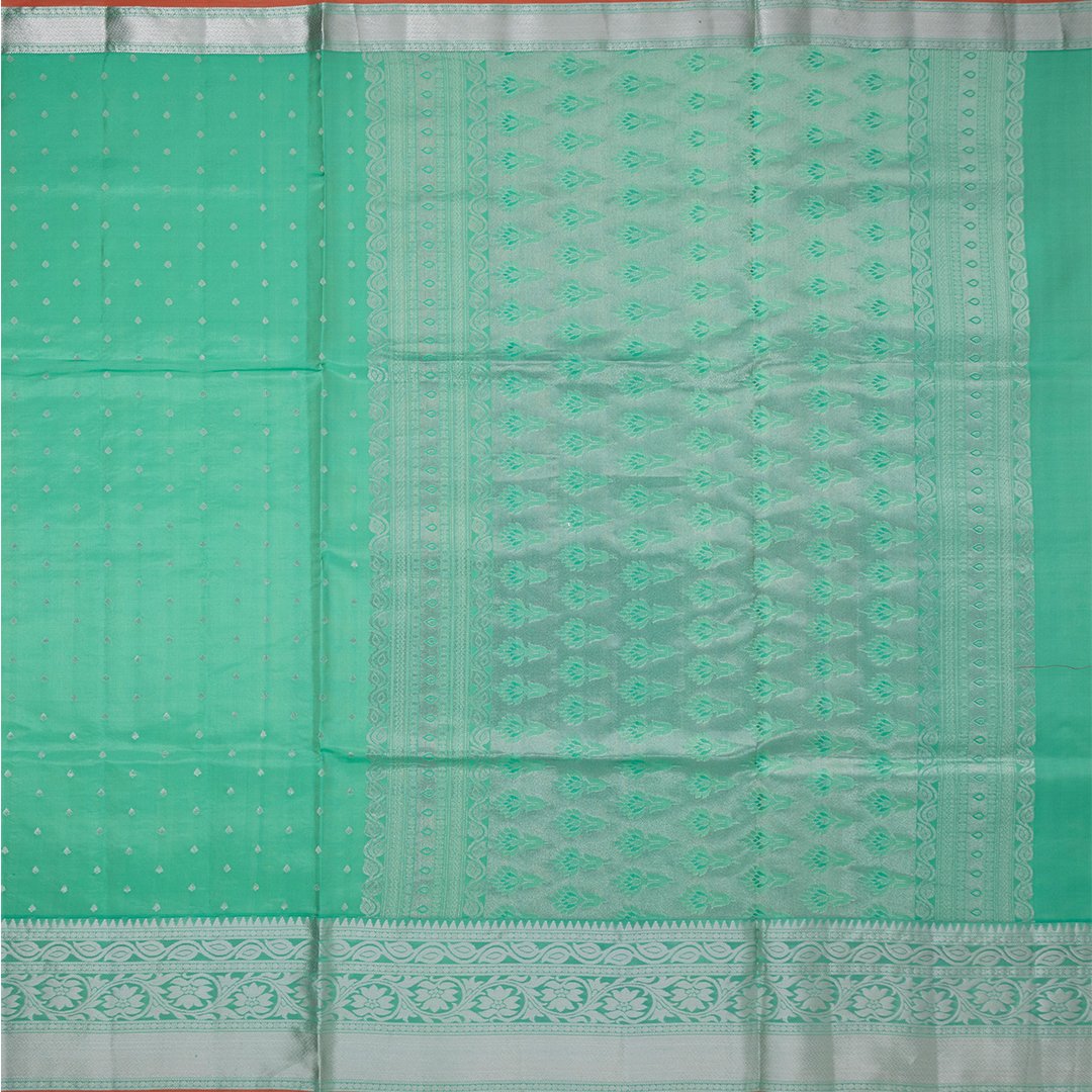 Sea Green Soft Silk Saree With Silver Zari