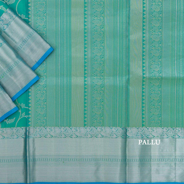 Dual Tone Blue Soft Silk Saree With Silver Zari - Kumaran Silks