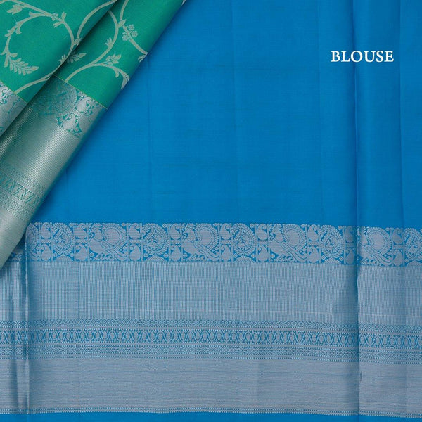 Dual Tone Blue Soft Silk Saree With Silver Zari - Kumaran Silks