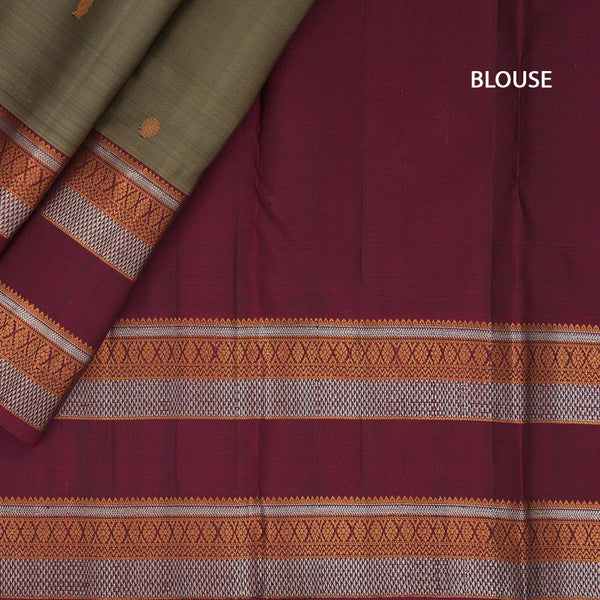 Sage Green Silk Saree With Traditional Thread Border - Kumaran Silks