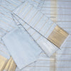 Light Grey Silk Dhoti with Silver And Gold Stripes 8x4 - Kumaran Silks
