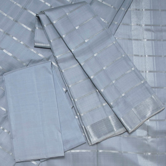 Grey Silk Dhoti with Silver Stripes