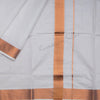 8 Muzham Unbleached Cotton Dhoti With Copper Zari Border - Kumaran Silks