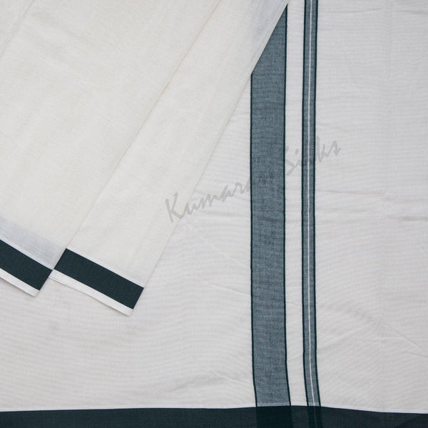 Unbleached Cotton Dhoti With Simple Border - Kumaran Silks
