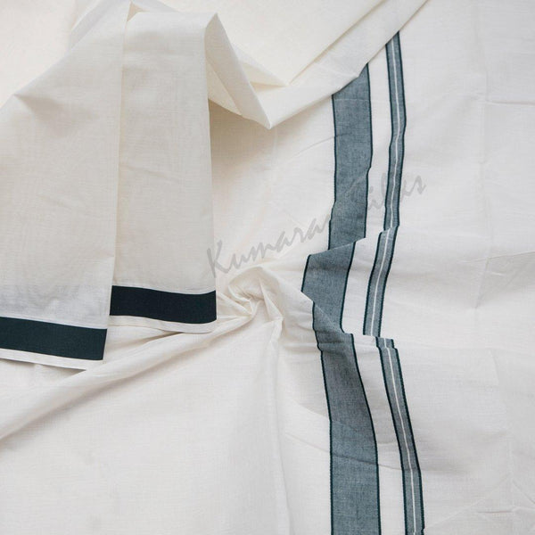 Unbleached Cotton Dhoti With Simple Border - Kumaran Silks