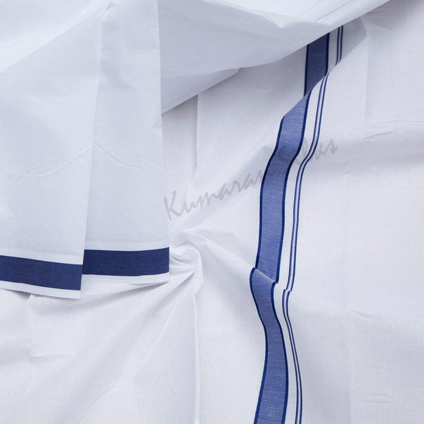 White Cotton Dhoti With Simple Border 02 - Kumaran Silks