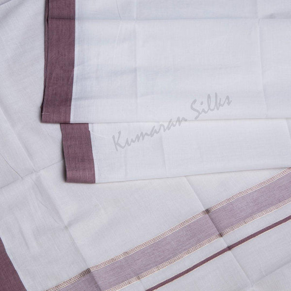 8 Muzham White Cotton Dhoti With Maroon Border - Kumaran Silks