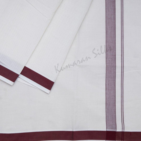 Unbleached Cotton Dhoti With Simple Border 02 - Kumaran Silks