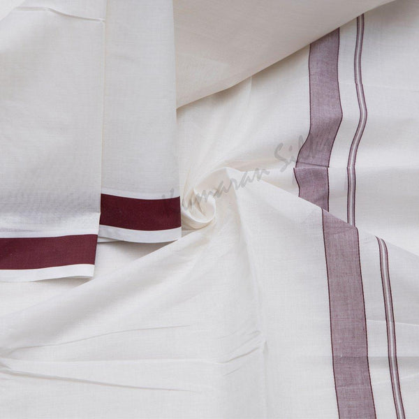 Unbleached Cotton Dhoti With Simple Border 02 - Kumaran Silks