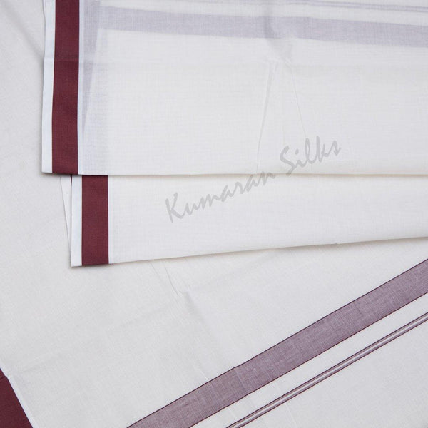 Unbleached Cotton Dhoti With Simple Border 02 - Kumaran Silks