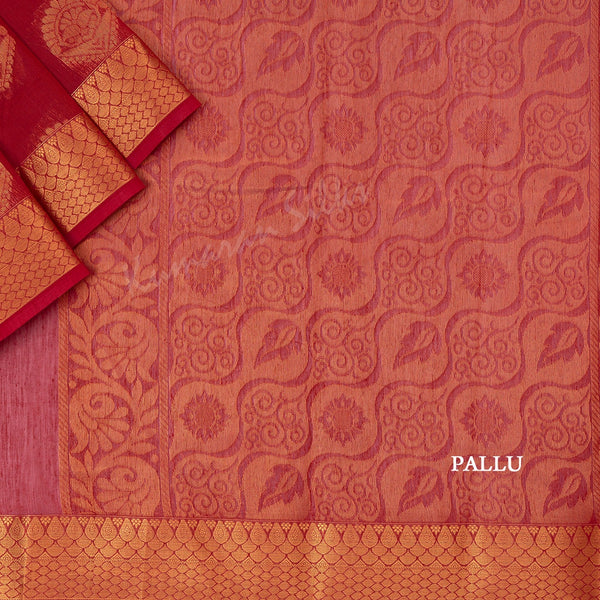 Silk Cotton Red Embroidered Saree 18