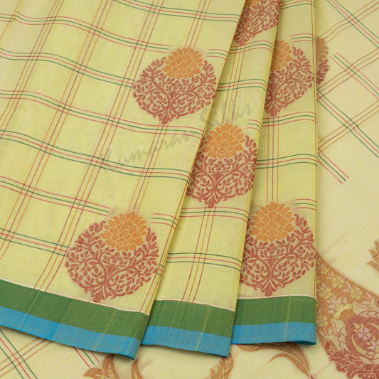 Negamam Cotton Embroidered Lime Yellow Saree