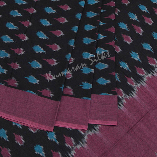 Pochampally Cotton Black Saree Without Blouse - Kumaran Silks