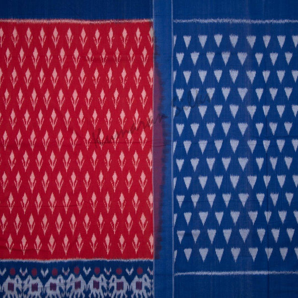 Pochampally Cotton Red Saree Without Blouse - Kumaran Silks