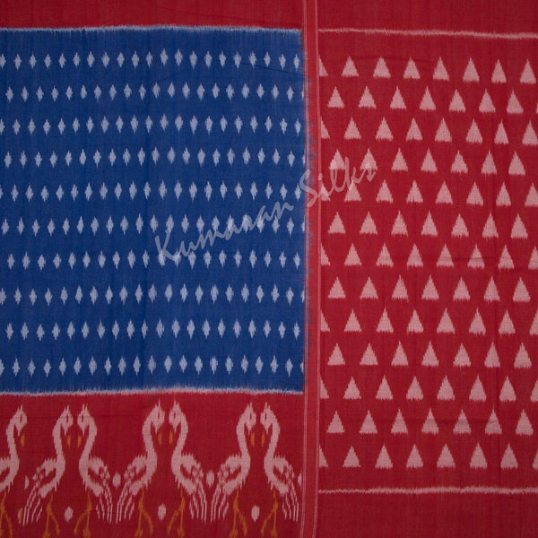 Pochampally Cotton Blue Saree Without Blouse 02 - Kumaran Silks