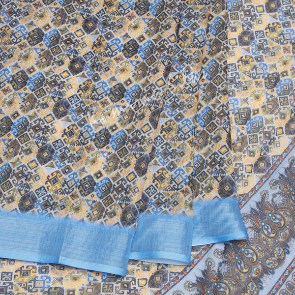 Semi Linen Printed Multi Colour Saree 04 - Kumaran Silks