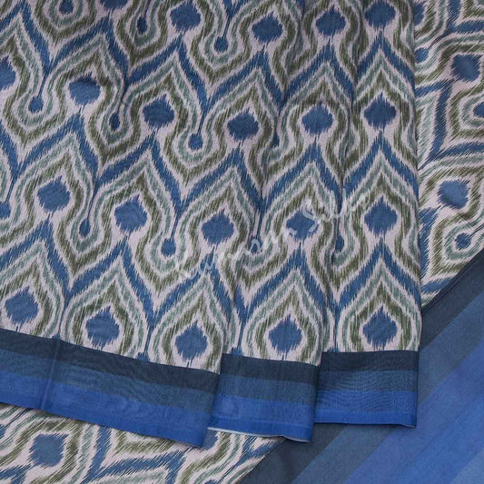 Semi Raw Silk Printed Multi Colour Saree 08