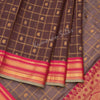 Semi Gadwal Cinnamon Brown Checked Saree