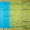 Amirthavarshni Sky Blue Silk Cotton Saree With Green Border - Kumaran Silks
