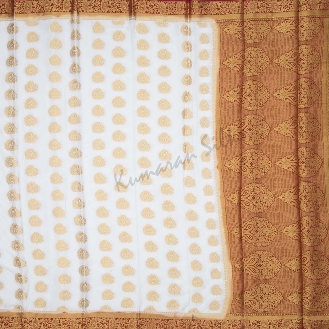 Semi Mysore Silk Embroidered Cream Saree 23