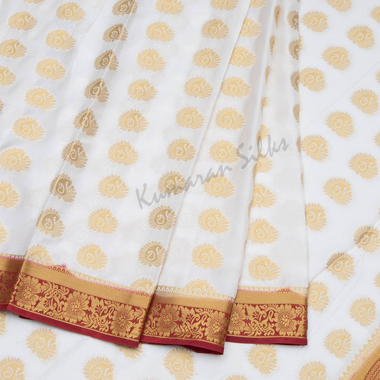 Semi Mysore Silk Embroidered Cream Saree 23
